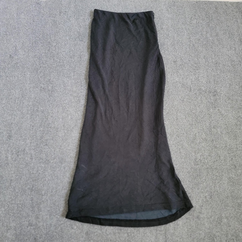 Urban Outfitters Skirt Womens XS Black Crinkle Satin Maxi High Waist Zipper Goth
